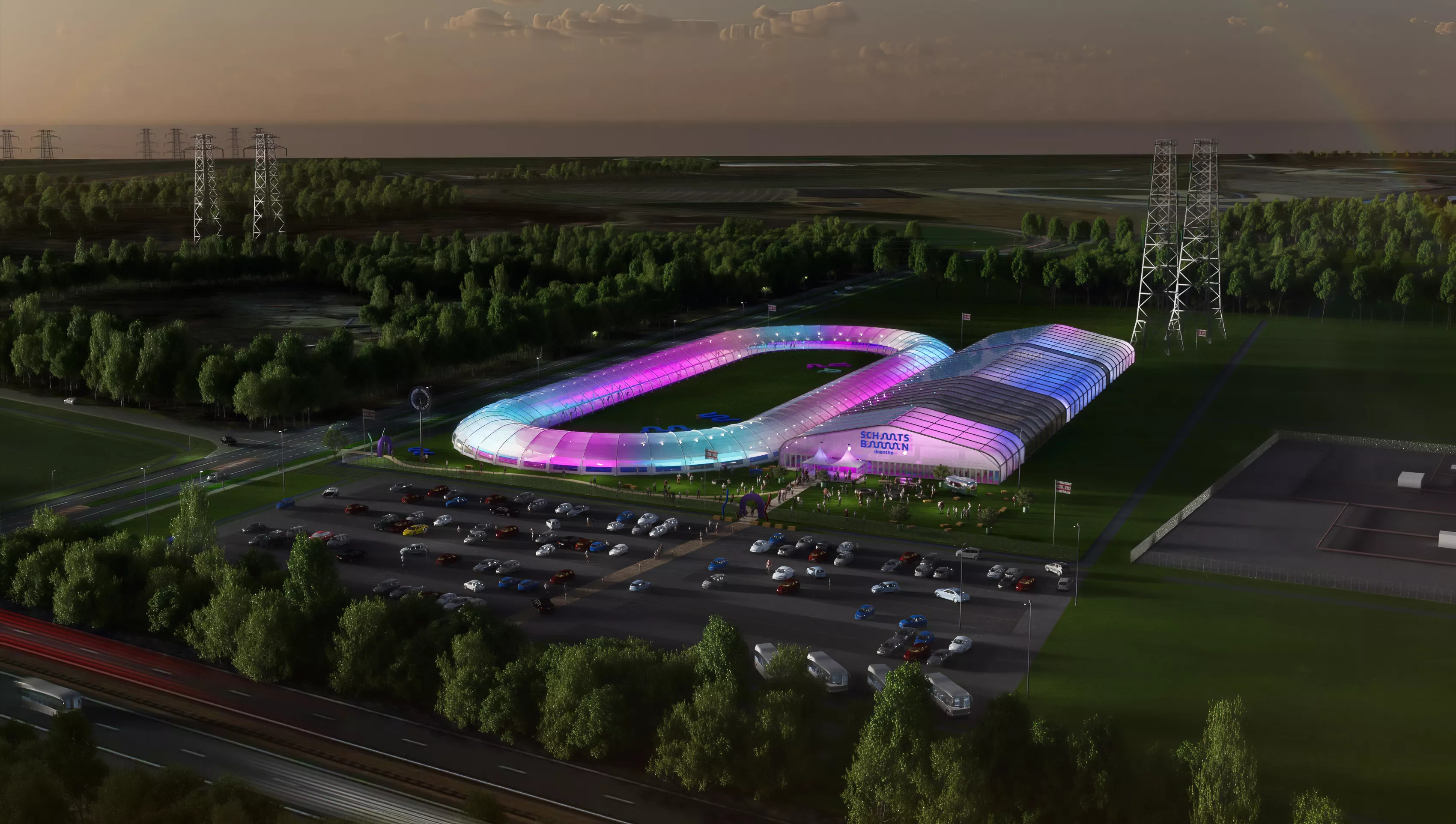 HUE SB vogelvlucht 3d Assen highway evening